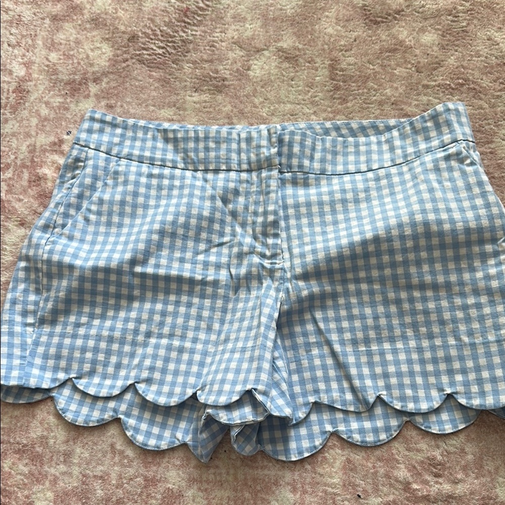 Blue Gingham Scalloped Women's Shorts Crown & Ivy Shelby Shorts 10